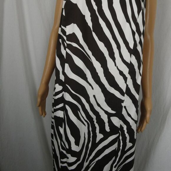 Peter Nygard Plus Size Zebra Print Sheath Dress Brown White Ivory Sleeveless 18 - Picture 5 of 12